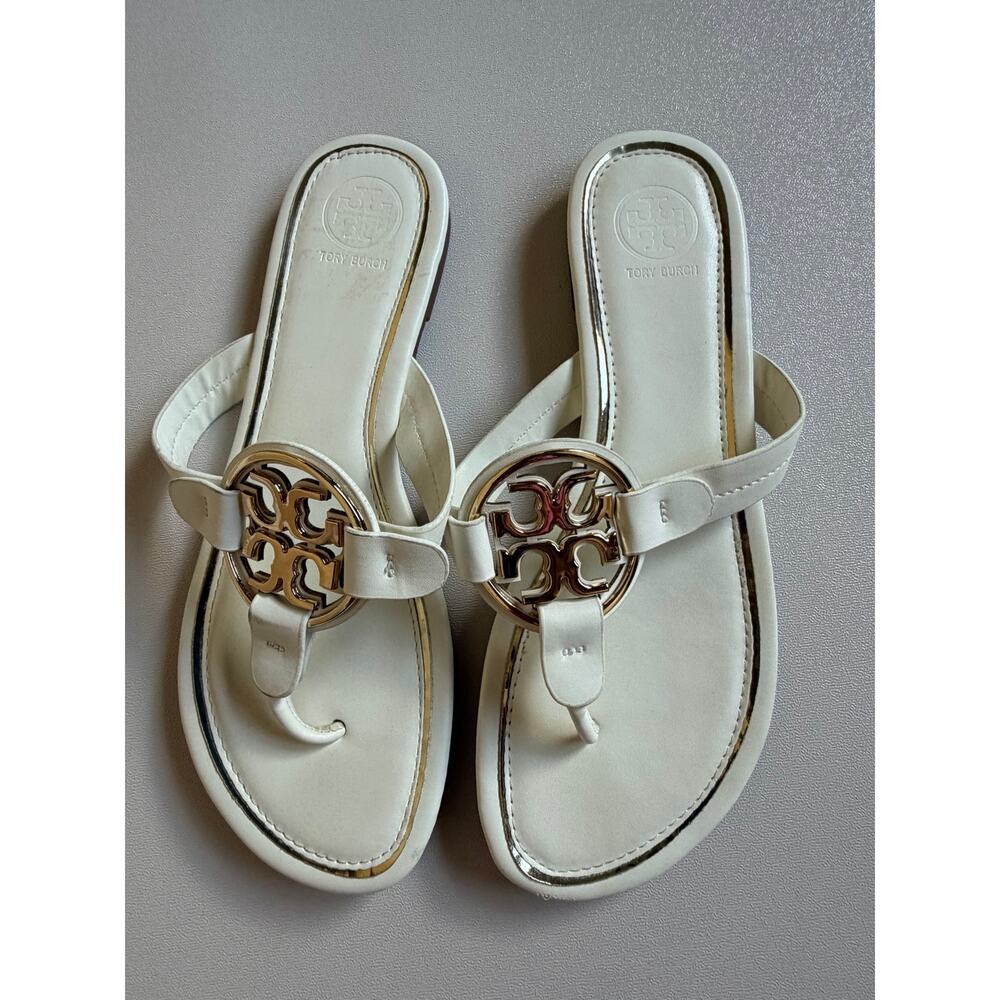 Tory Burch Women's Light Cream / Gold Metal Miller Sandals Size 42/12 - Picture 3 of 11